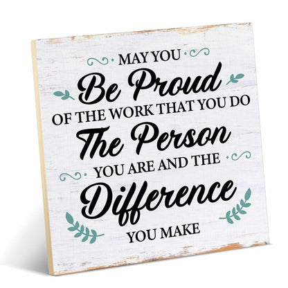 Coworker Retirement Wood Sign Desk Decor 6.3x6.3 Inches Home Office Gift