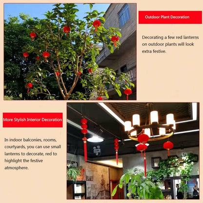 Yuumluo Red Lanterns 16 Pcs Mini Plastic Hanging Lanterns 1.97"x2.17"