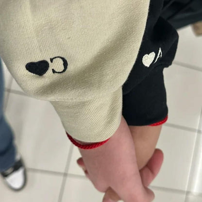GODMERCH Custom Embroidered Heart Sweatshirt Black Size L