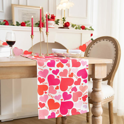 Joyfol Day Valentines Table Runner Red Love Heart 13x48 Inches