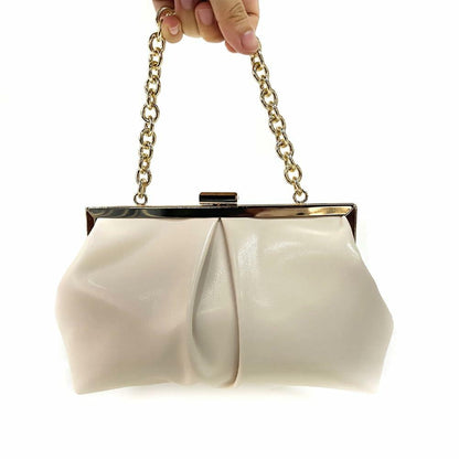 JRNDNIUO PU Leather Beige Clutch Purse Evening Bag for Women