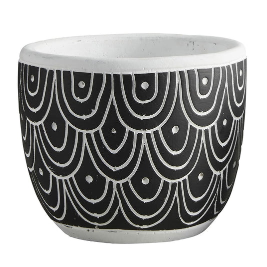 47th & Main Cement Planter Pot Black Sea Spray 4.9" Tall Modern Decor