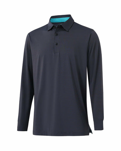 YAMXDM Mens Long Sleeve Golf Polo Shirt Moisture Wicking Light Green Size L
