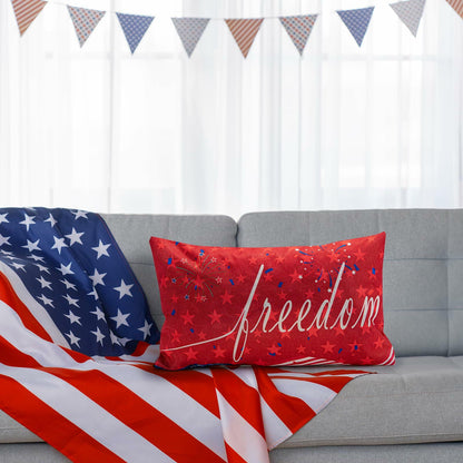 Freedom Patriotic 4th of July USA Pillow Cover 20x12 Inch