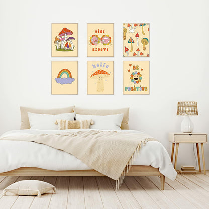 Admmixoo Be Positive Vintage Hippie Flower Wall Art 8x10 H Style Unframed
