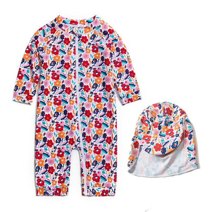 Agreeone Toddler Girls One Piece Swimsuit UPF 50+ Rashguard Ice Cream Size 3-6M