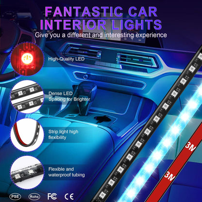 LivTee Accent Interior Car Lights RGB LED App Control Music DIY 2 Lines