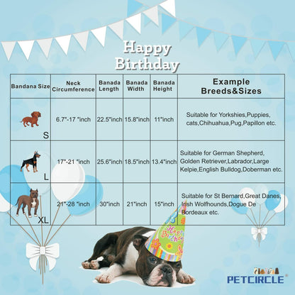 Dog Birthday Party Hats Bandana Double Layer Fabric Large Blue Size L