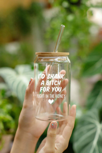 NewEleven Friendship Coffee Glass 16 Oz Gift for Women Female Bestie