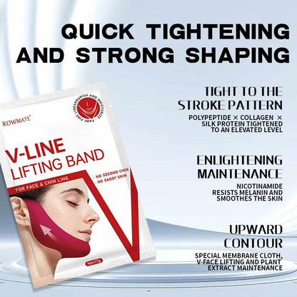 ROWMATE Chin Strap Toning Hydrogel Collagen Mask Hyaluronic Acid Red 10 pcs