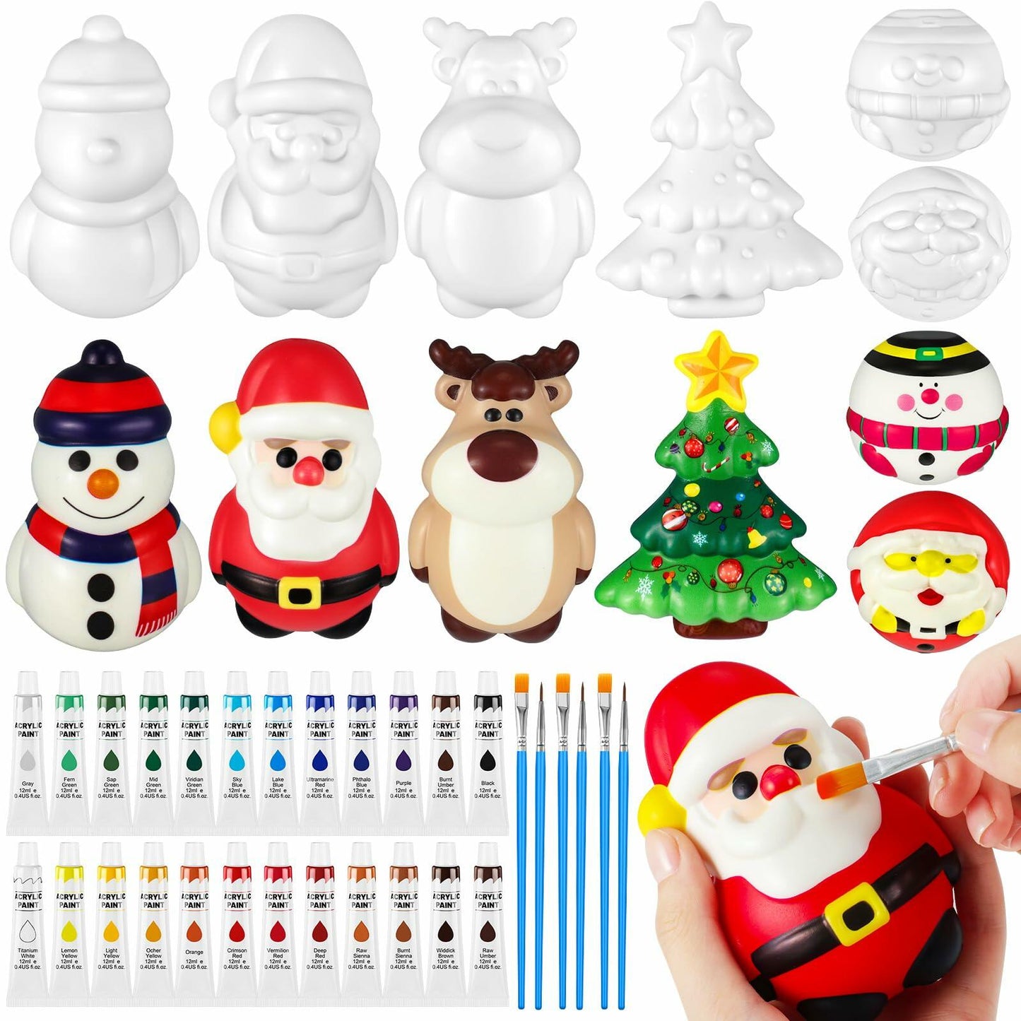 [Like New] Poen 12 Pack Christmas Slow Rise Squeeze Soft Toy Kids Xmas Crafts