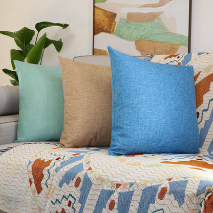 Jepeak Linen Throw Pillow Covers 20x20 Inch Pack of 2 Light Coffee