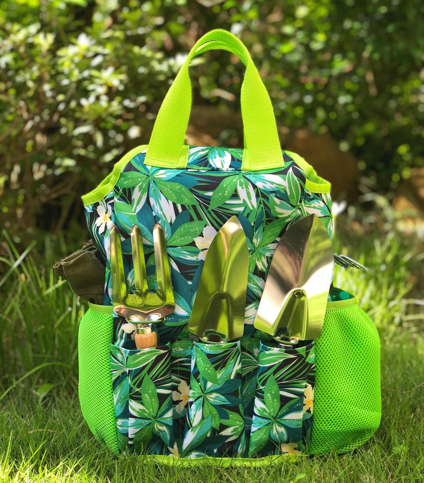 [Like New] 9-Piece Garden Tools Set with Gloves and Colorful Tote - Gardening Kit