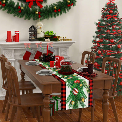 Linen Christmas Table Runner Winter Xmas Decorations 13x72 Inch