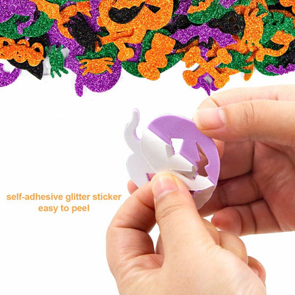 Fancy Land Halloween Foam Glitter Stickers 500 Pcs Sparkly Craft Supplies