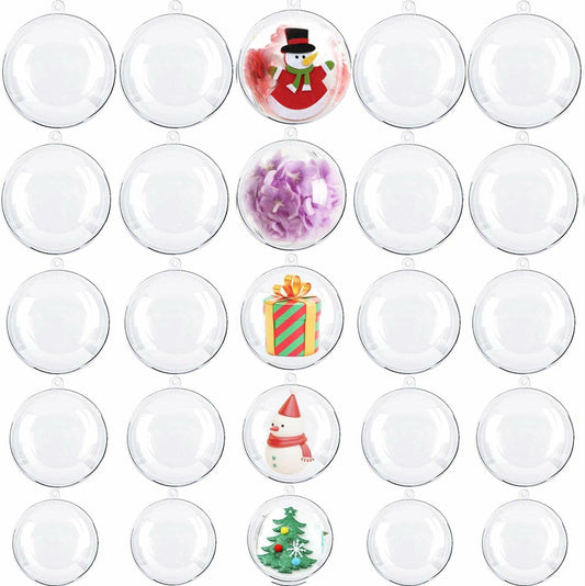 [Like New] Ranchbtn Clear Plastic Fillable Ornaments 25 Pcs 5 Sizes Transparent DIY
