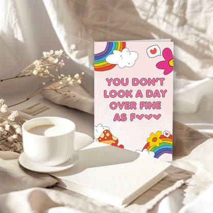 ICOOLYI Funny Birthday Card for Her Humorous Rainbow Unique Playful