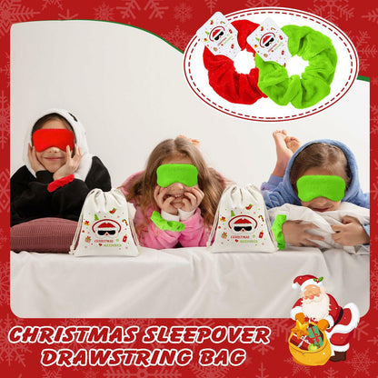 Bunnycool Christmas Hair Scrunchies & Sleep Eye Mask Set 24 Pcs