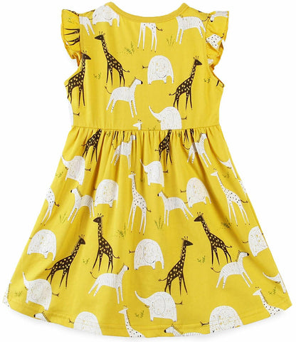 Toddler Girl Dress Sundress Short Sleeve Dinosaur Pink Size 5T