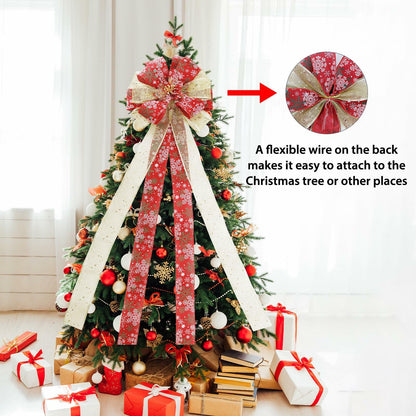 Filltown Christmas Tree Topper Bow 53x13 Inch Grey Silver Xmas Decor