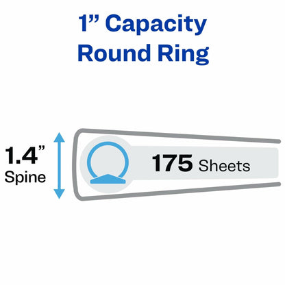Avery Economy View 3 Ring Binder 1" Round Rings White (05760)