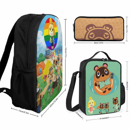 BAHELS 3PC Backpack Insulated Lunch Bag Pencil Case Youth Teens Wednes-1