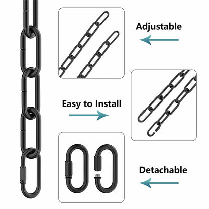Garini 6ft Industrial Black Metal Light Fixture Chain Pendant Chandelier