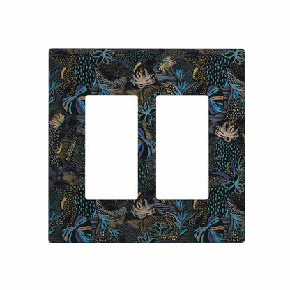 Thsanju Morris Tropical Leaf Double Rocker 2 Gang Switch Cover Dark Green Blue