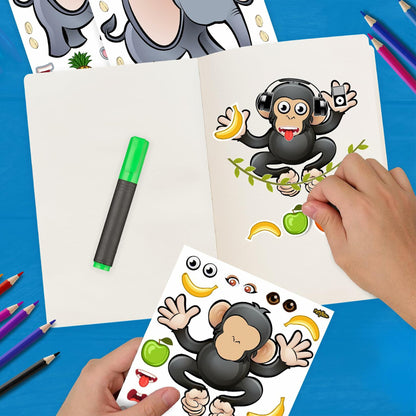 PartyNow Safari Animals Stickers 24-Pack Multicolor Waterproof Paper Kids
