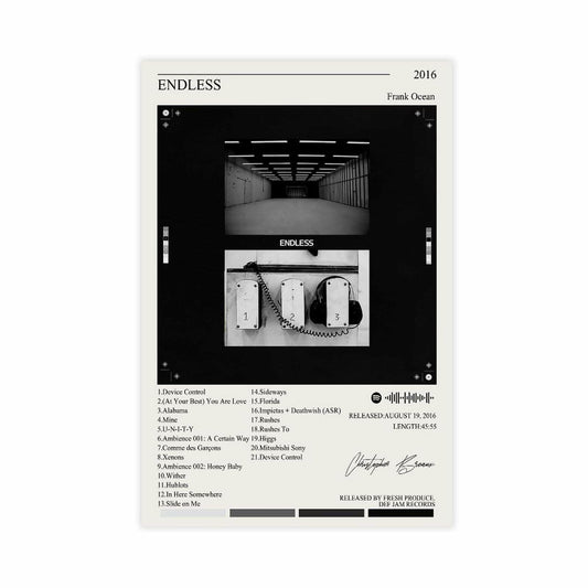 Nomzie Frank Ocean Endless Album Cover Poster Wall Art 12x18in