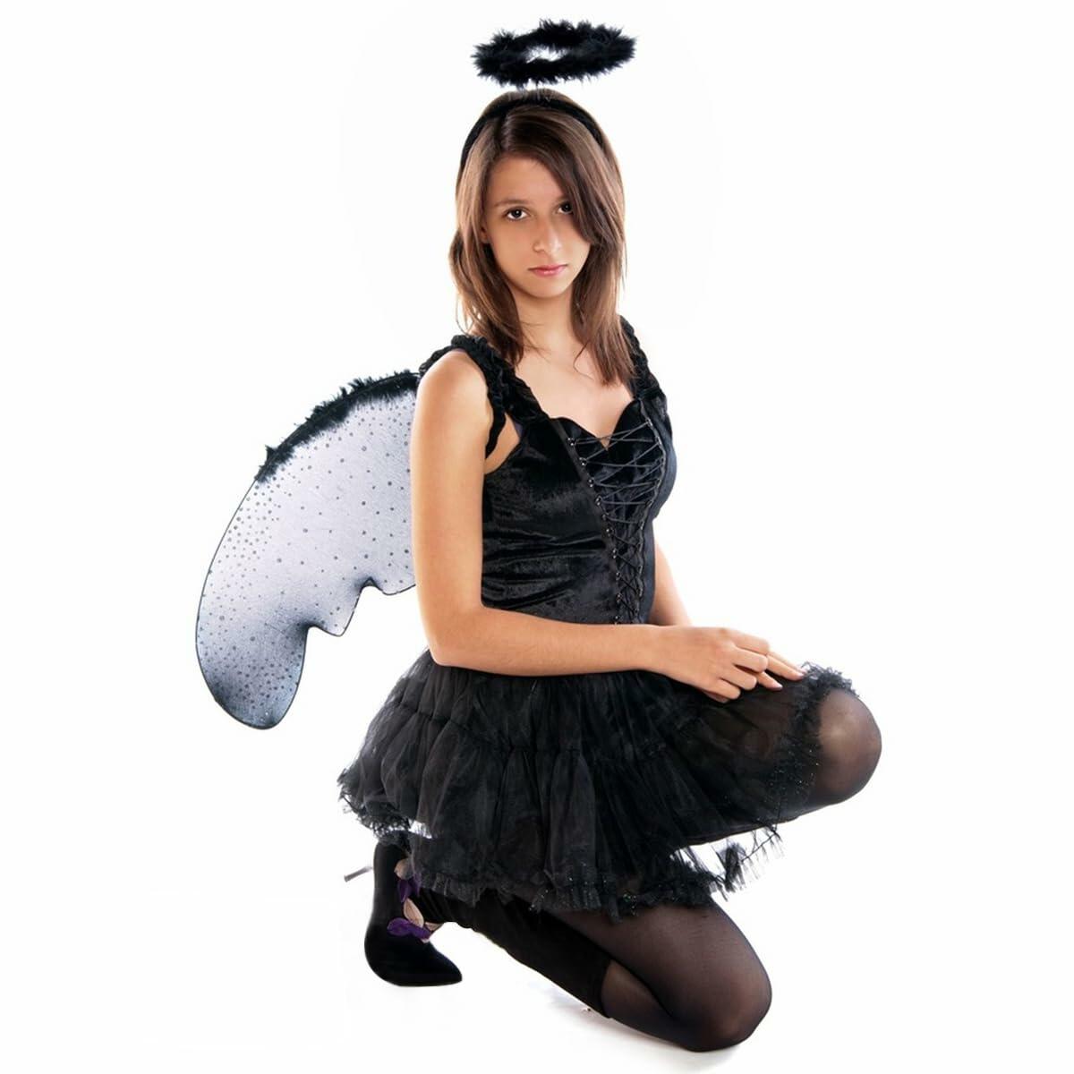 UNIME 2 Pack Feather Angel Halo Headbands Black 14x11.5cm Halloween