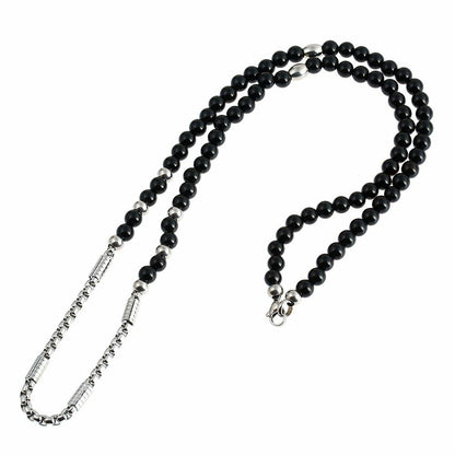 BLEUM CADE Black Agate Stone Necklace Double Pentagram Pendant