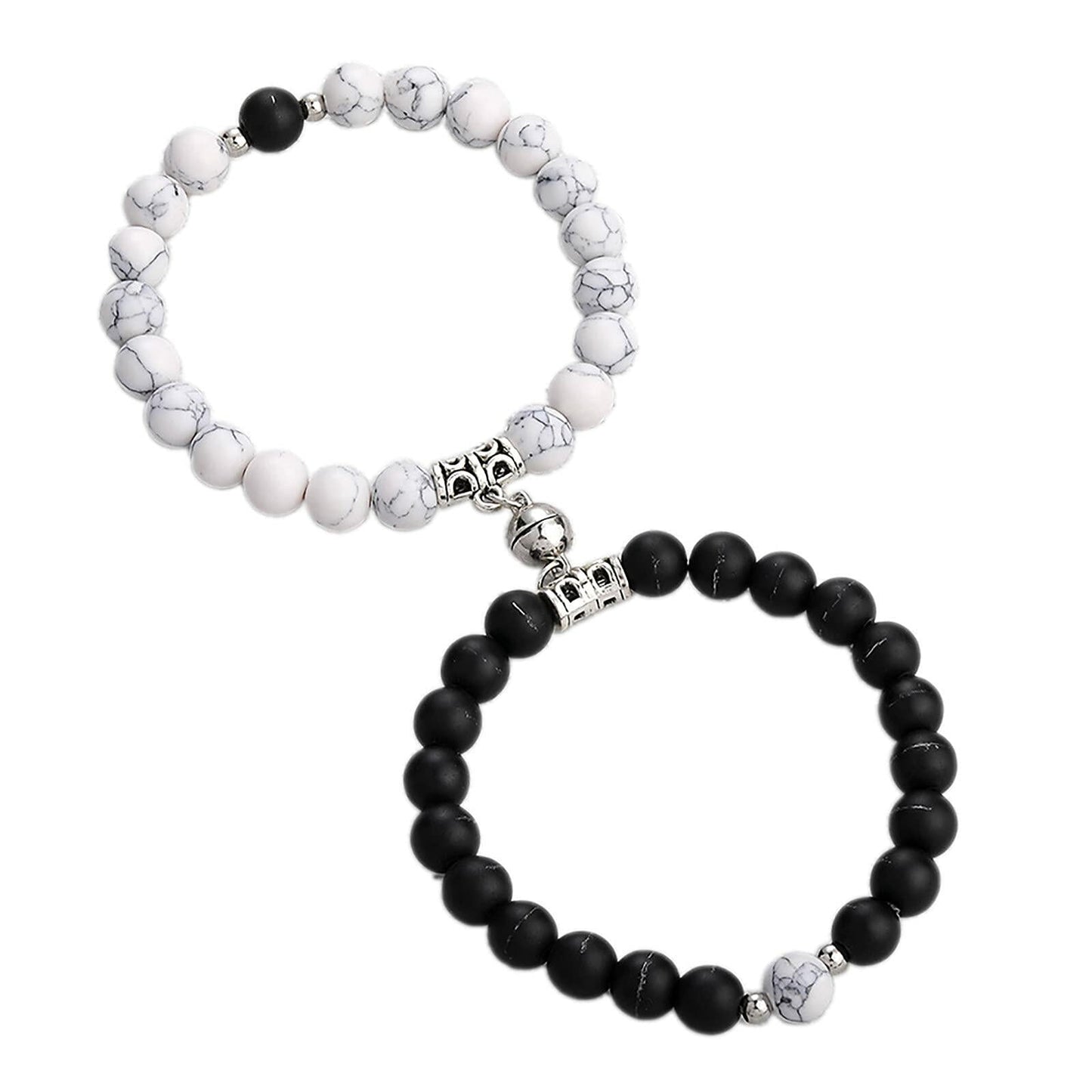 Natural Stone Chakra Tiger Eye Beads Bracelet Set Pink 2Pcs Unisex