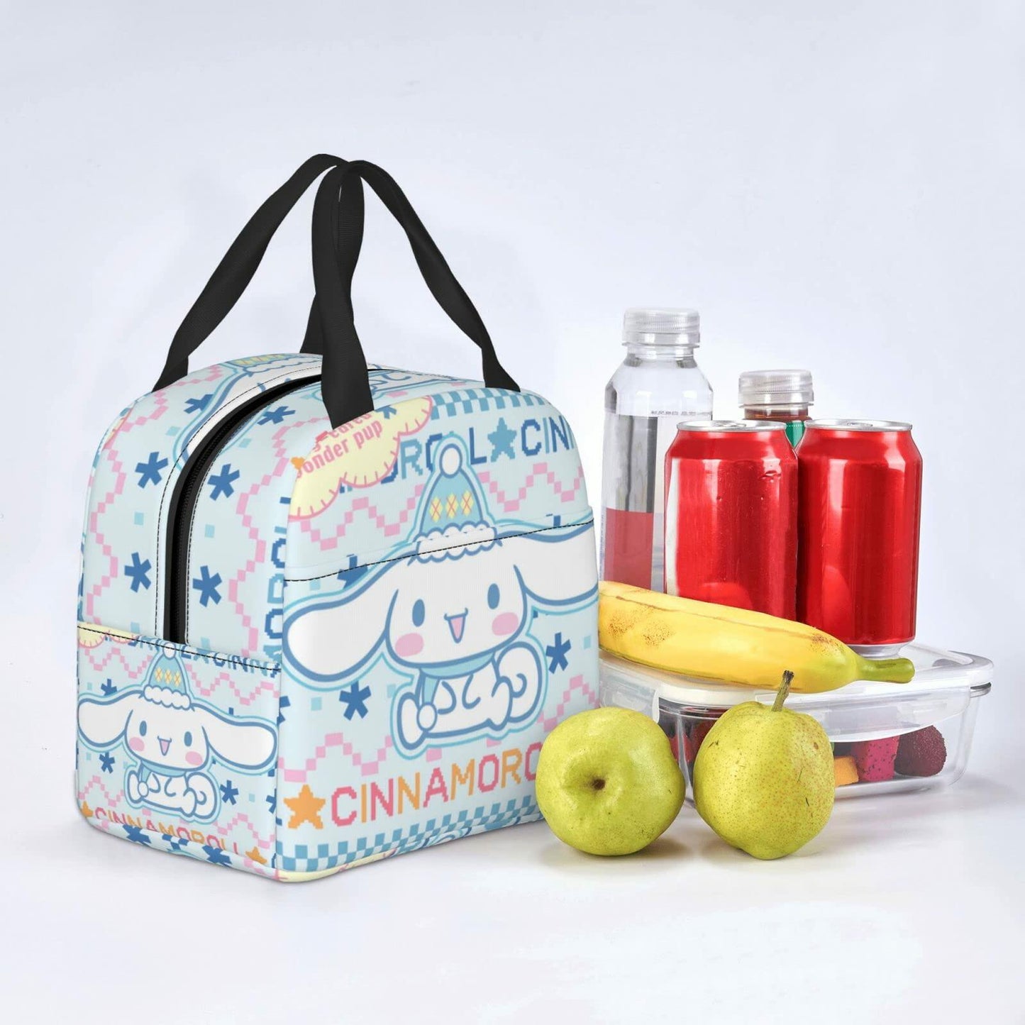 Tamkuaph Insulated Lunch Bag Blue Polyester 8x5.11in Reusable Picnic Travel