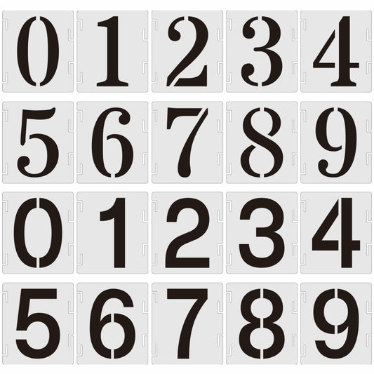 Duozea 4 Inch Number Stencils Set Plastic Reusable Templates for Painting