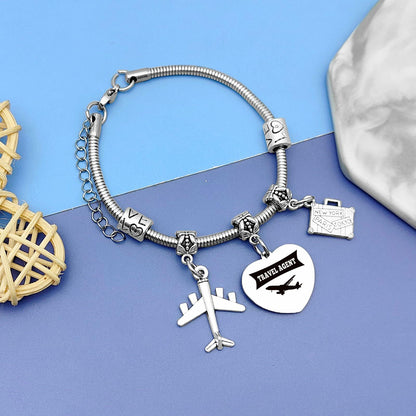 DlaeKua Travel Lover Stainless Steel Bracelet Women Memories Along The Way