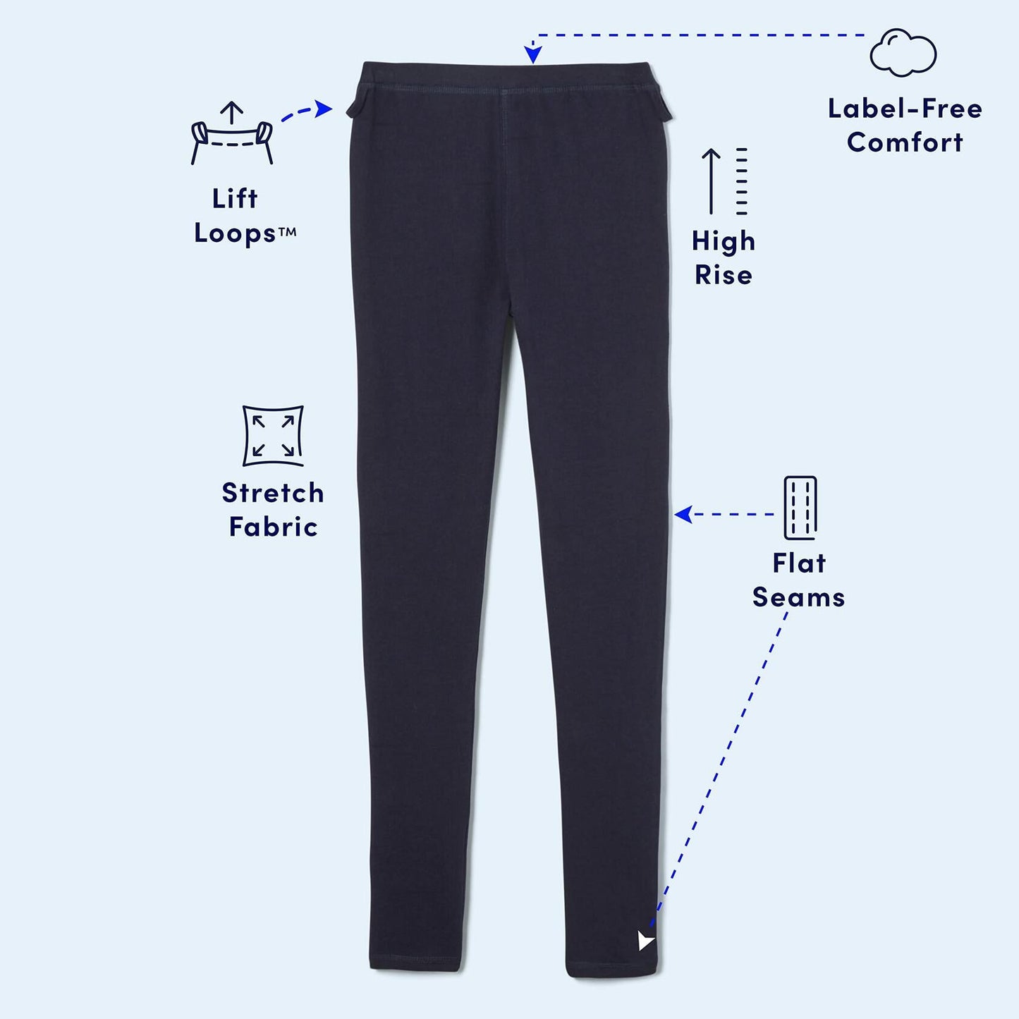 French Toast Girls Adaptive Skinny Pant Leggings Pull-Up Lift Loops Navy Size S