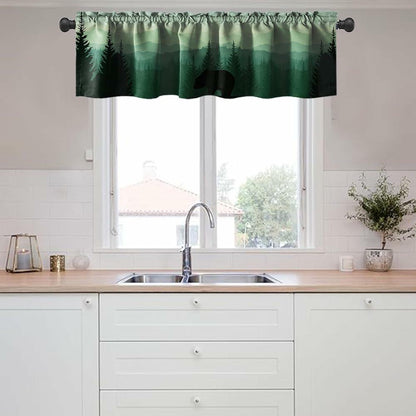 GDYIGB Window Valance 54x18 Green Forest Bear Rod Pocket Curtain Panel