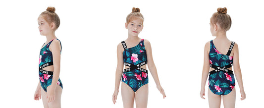 PATPAT Girls Tropical One Piece Swimsuit Bluegreen Size 11-12 Years