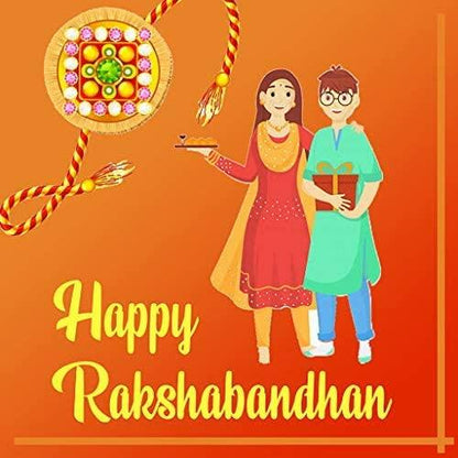 OM Rakhi Set Brother Sister Raksha Bandhan Kundan Red 6 Count