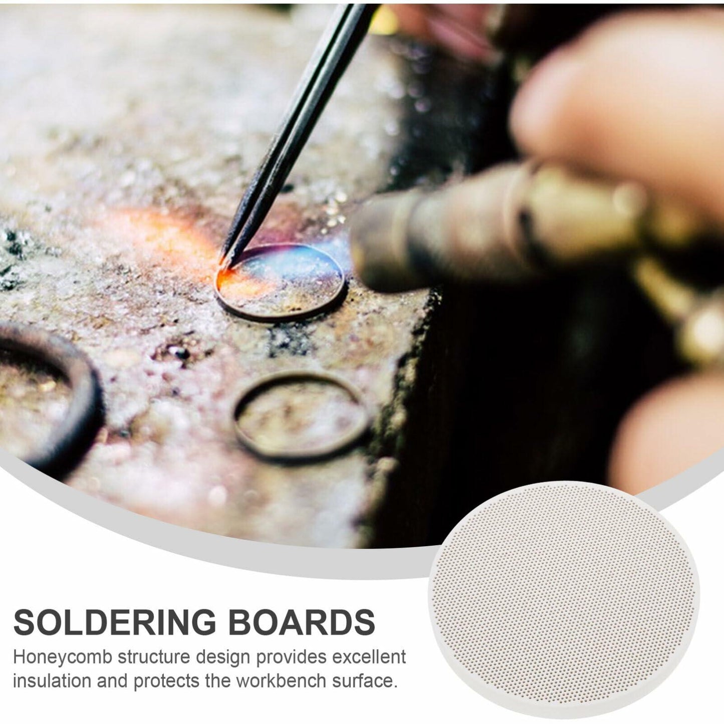 Tofficu Quartz Honeycomb Soldering Board Round 5.11x5.11x0.47in 2pcs As Shown