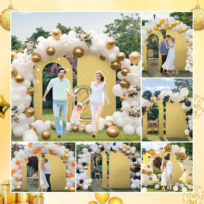 Paready Outdoor Gold Arch Backdrop Stands Pack of 2 Shiny Tropical Frame