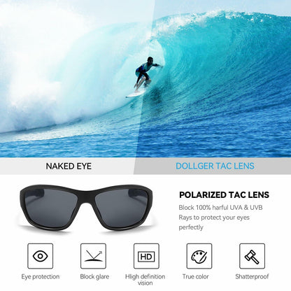 Dollger Polarized Sports Sunglasses Women Running Cycling UV400 Black Wraparound