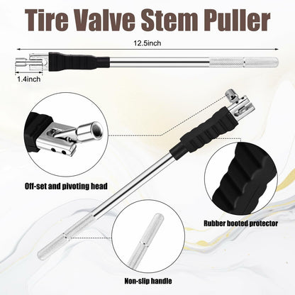 Tallew 2 Pcs Tire Valve Stem Puller & Scraper Tool Set with Rubber Boot