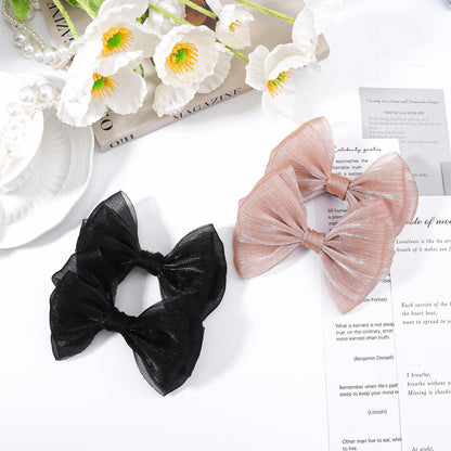 YanJie Baby Girls Hair Bows Pink Blue Tulle Lace Clips Pack of 2