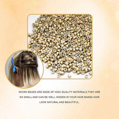 coloryoung 1000pcs 5mm Silicone Lined Micro Beads Hair Extensions Dark Brown