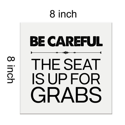 Heijie Humorous Bathroom Canvas Wall Art Framed Print 8x8 Inch Wood Modern