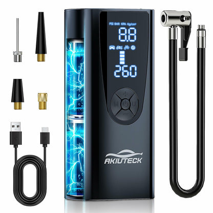 Akiuteck Portable Tire Inflator 150 PSI Cordless Air Pump Black 20000mAh