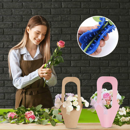 DIBALIYI 25 Pcs Kraft Paper Flower Gift Bags with Handle Brown Floral