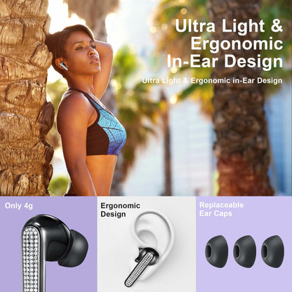 FOHIRES Diamond S Wireless Earbuds Rhinestone Handcrafted Black